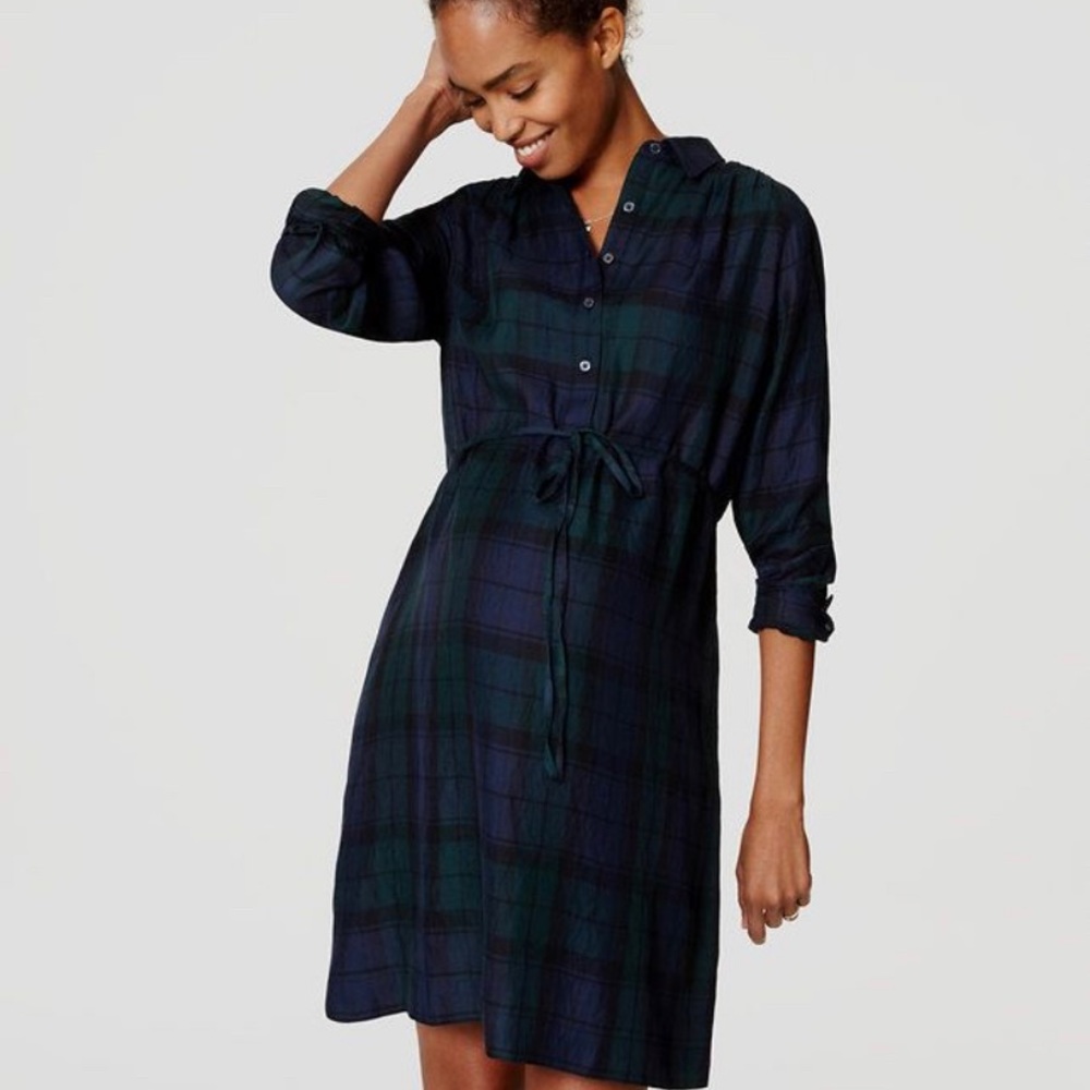 Ann Taylor Loft plaid maternity dress size XS